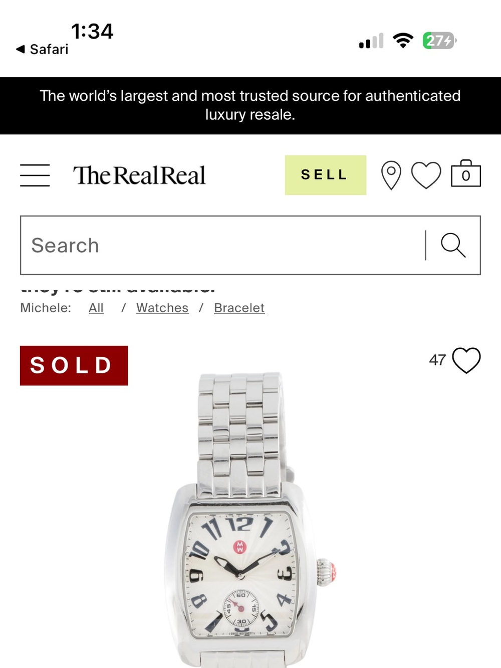 This Michele Urban Mini watch features a stainless steel case